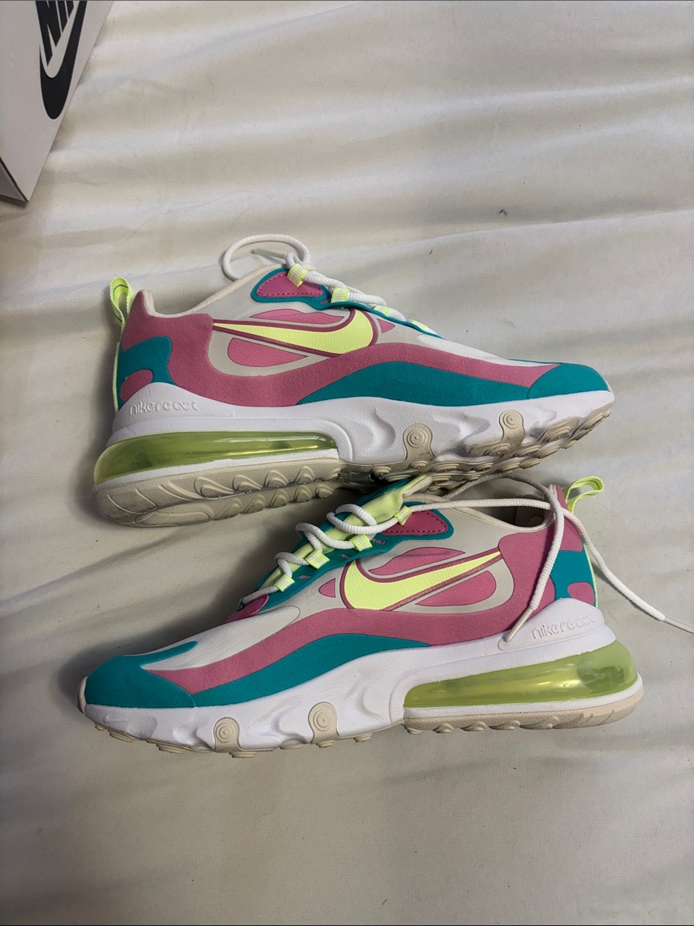 Nike Kids Air Max React Vision Sneaker - Pink/Teal/Yellow
